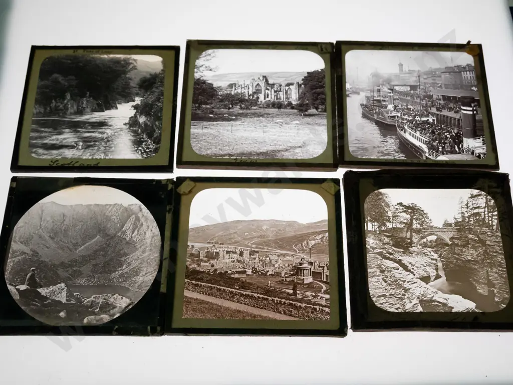 65 vintage glass lantern slides - scenic and city views, mostly Scotland and highlands, some England. Varying conditions Image 1++