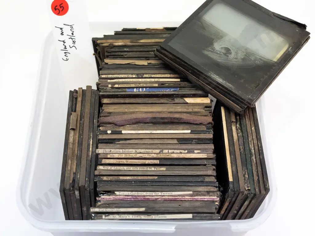 65 vintage glass lantern slides - scenic and city views, mostly Scotland and highlands, some England. Varying conditions Image 1++