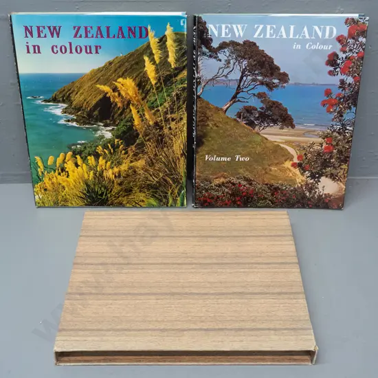 New Zealand in Colour, Volumes 1 & 2, Kenneth and Jean Bigwood, text by James K Baxter (vol 1) & John Pascoe (vol 2) in