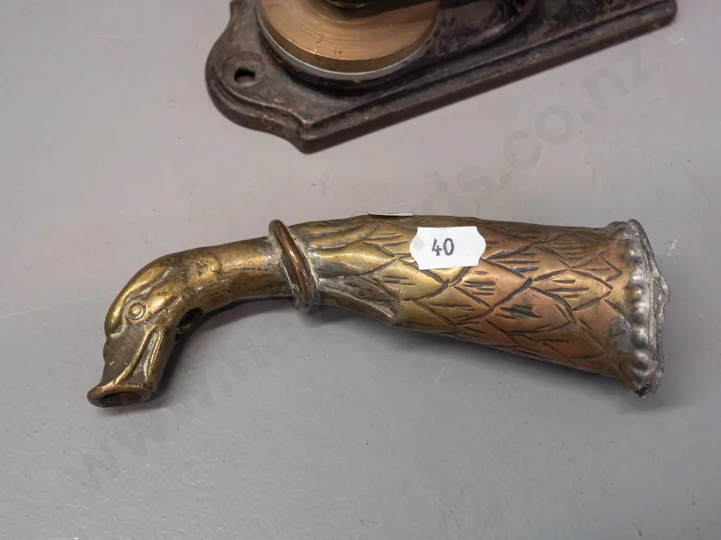 vintage seal embossing press H-250 with Mace Development Corporation seal and an unusual brass duck's head attachment Image 1++
