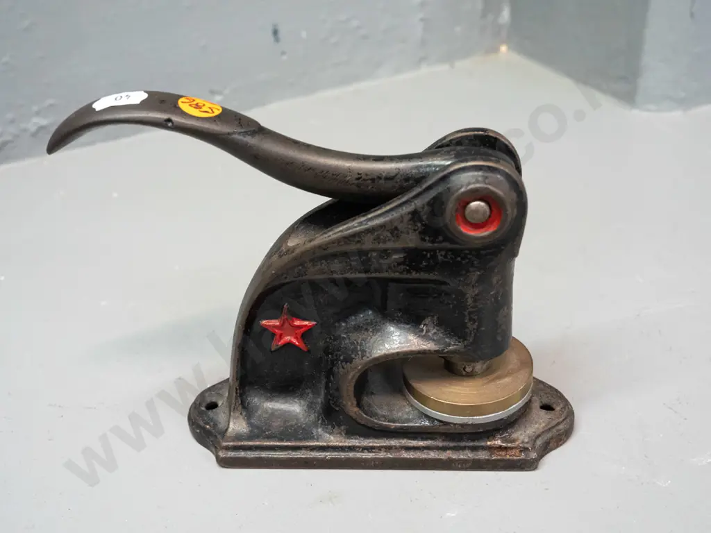 vintage seal embossing press H-250 with Mace Development Corporation seal and an unusual brass duck's head attachment Image 1++