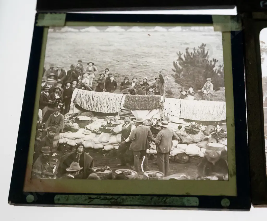 12 vintage glass lantern slides - north island & some unknown locations, Great Barrier Island, Ohinemutu, etc. Varying Image 1++