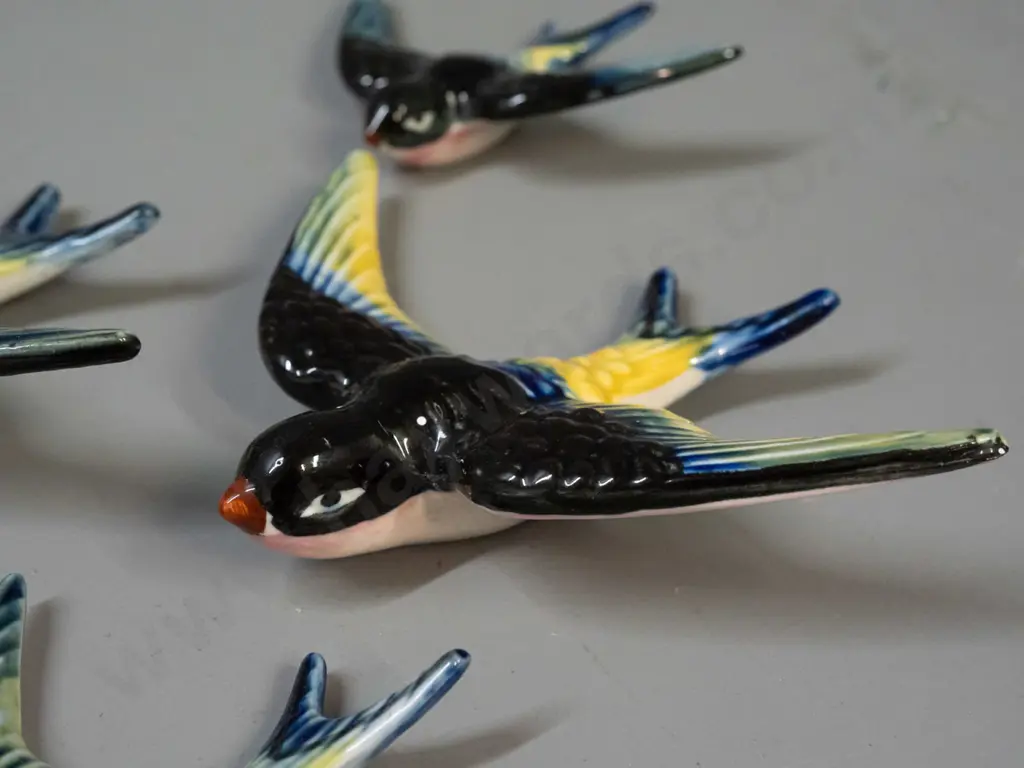 group of 4 small wall-mount swallows, no maker's marks - minor wear to glaze on one - largest H-135 W-110 Image 1++