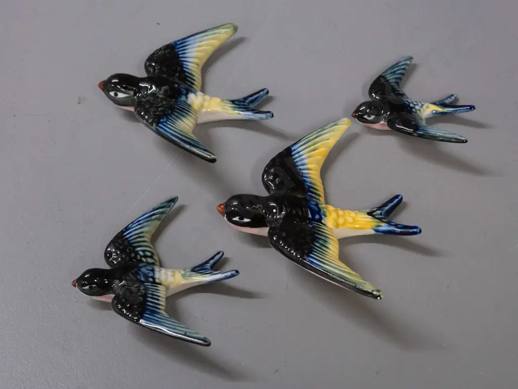 group of 4 small wall-mount swallows, no maker's marks - minor wear to glaze on one - largest H-135 W-110 Image 1++