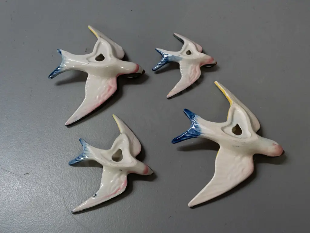 group of 4 small wall-mount swallows, no maker's marks - minor wear to glaze on one - largest H-135 W-110 Image 1++