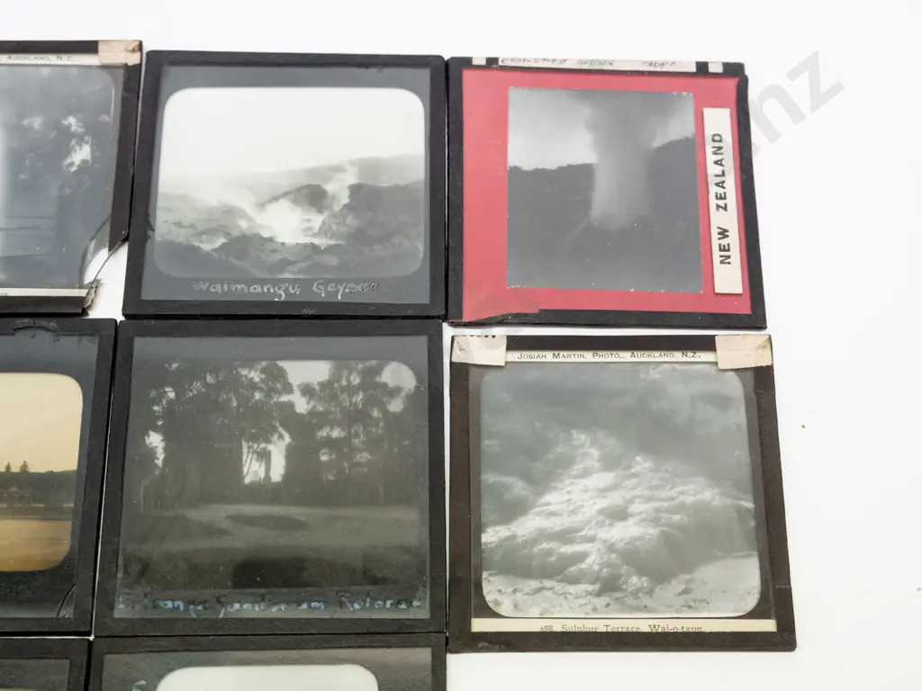 10 vintage glass lantern slides - Rotorua, Wai-o-tapu, thermal pools & terraces etc. Varying conditions, w/ Image 1++