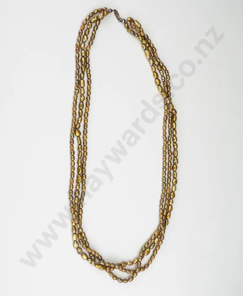 real pearl 3 strand necklace Image 1++