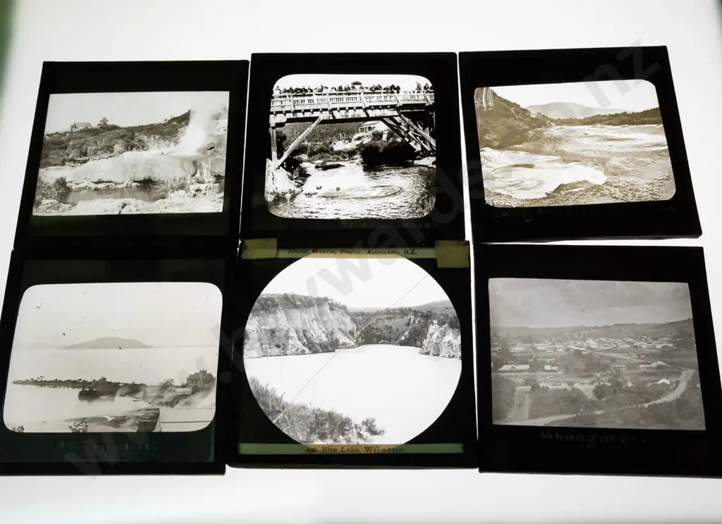 11 vintage glass lantern slides - Rotorua, Ohinemutu, Whaka, Blue Lake, etc. Varying conditions, w/ Image 1++