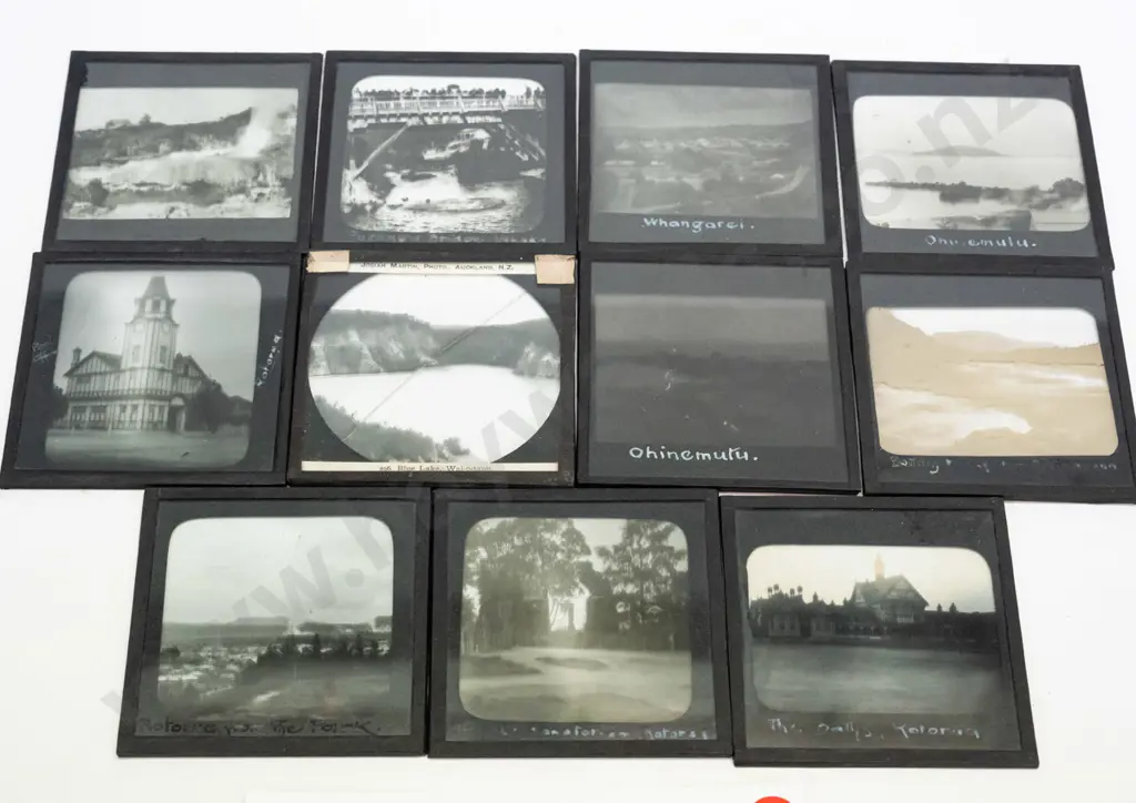 11 vintage glass lantern slides - Rotorua, Ohinemutu, Whaka, Blue Lake, etc. Varying conditions, w/ Image 1++