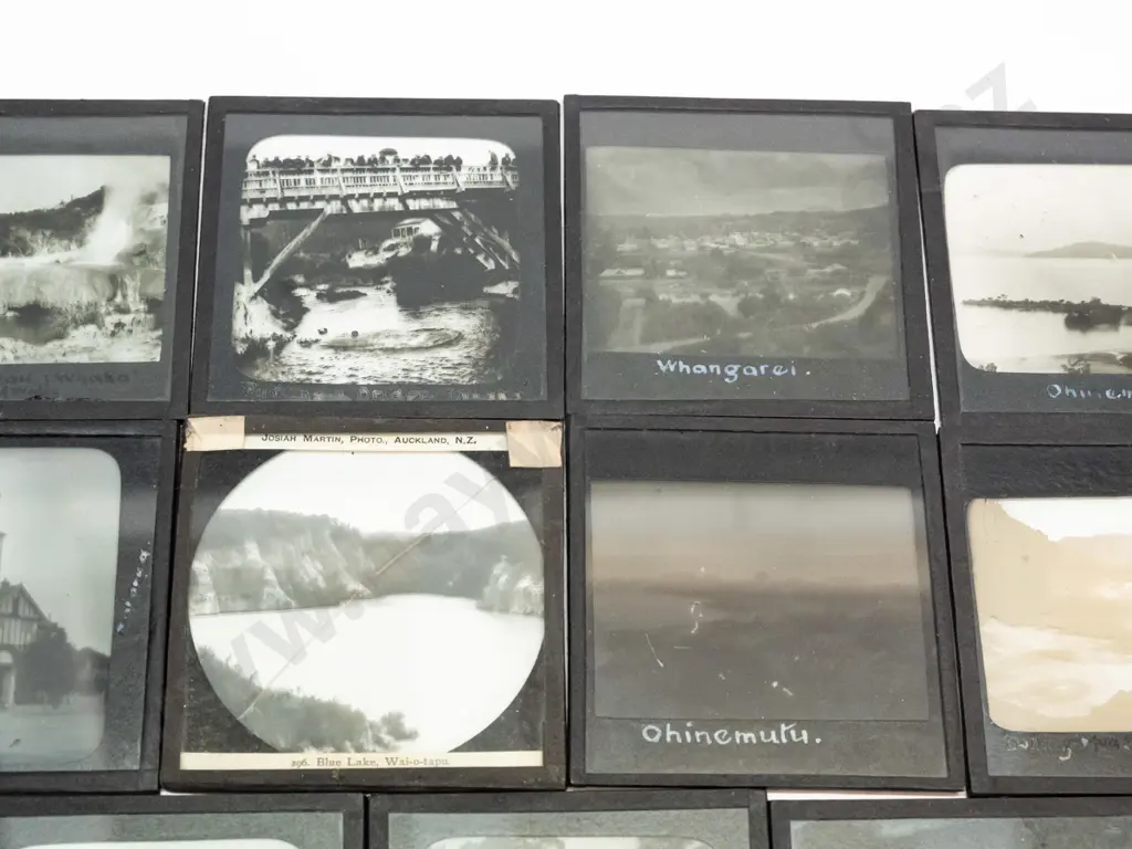 11 vintage glass lantern slides - Rotorua, Ohinemutu, Whaka, Blue Lake, etc. Varying conditions, w/ Image 1++