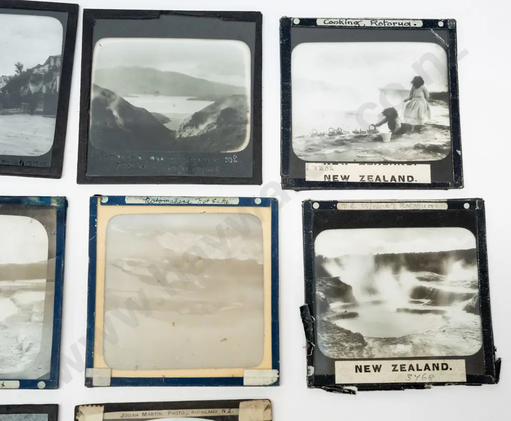10 vintage glass lantern slides - Rotorua, Rotomahana, geysers, thermal pools, etc. Varying conditions, w/ Image 1++