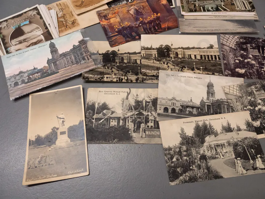 vintage postcards, some New Zealand & NZ overseas exhibition pavilions, assorted others - general wear Image 1++