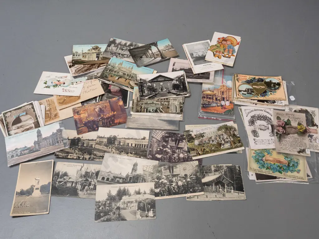 vintage postcards, some New Zealand & NZ overseas exhibition pavilions, assorted others - general wear Image 1++