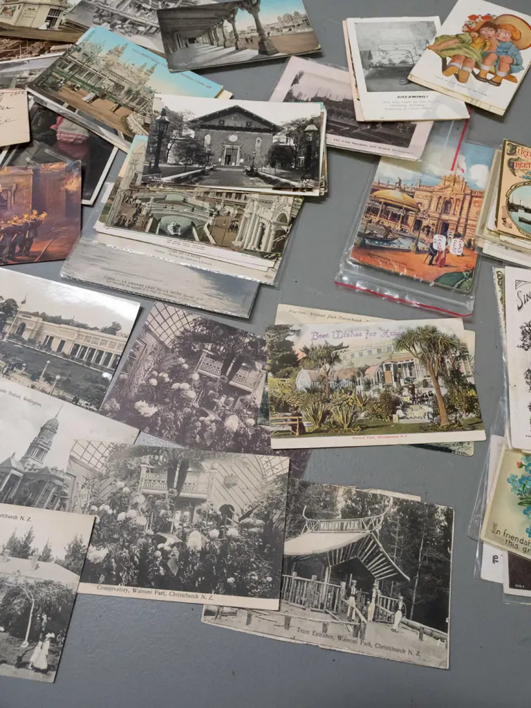 vintage postcards, some New Zealand & NZ overseas exhibition pavilions, assorted others - general wear Image 1++
