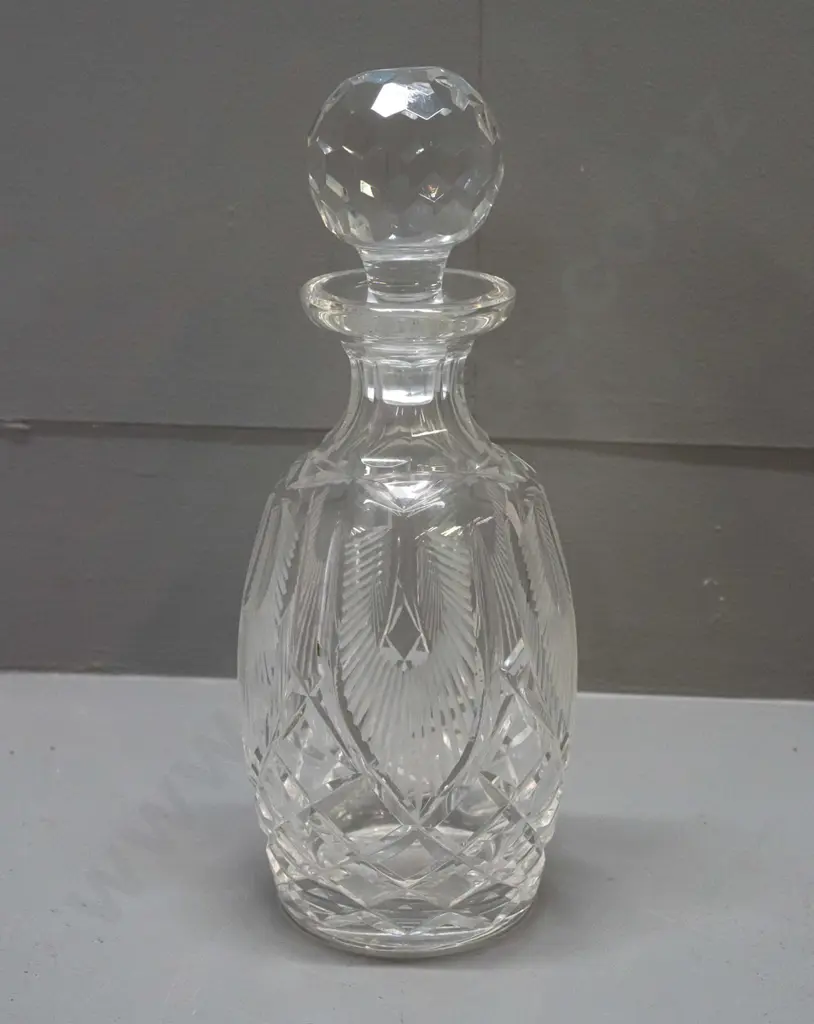 cut crystal stoppered decanter, no maker's marks H-270 Image 1++