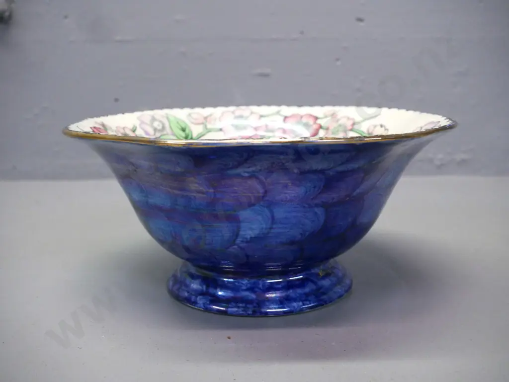 vintage Maling lustre-glazed footed bowl H-100 D-215 Image 1++