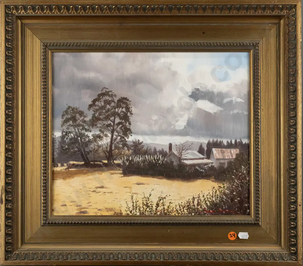 S Baldock - framed oil on board - landscape H280 W330 Image 1++