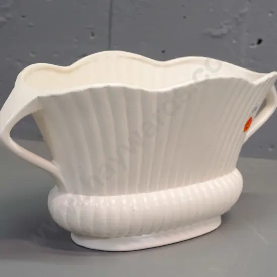 Crown Lynn trough vase with fluted sides, angled handles, printed logo - shape ".612." - a few marks H-125 L-300