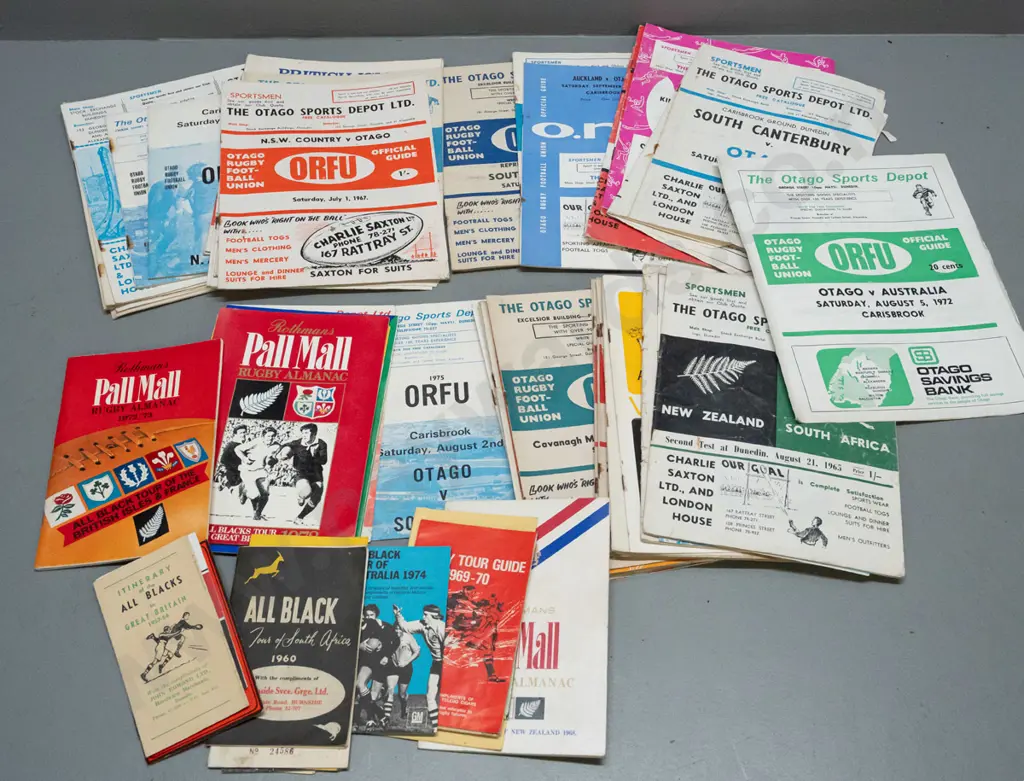 assorted New Zealand rugby programs - 1950s thru 1970s - some rusty staples & foxing, minor damage Image 1++