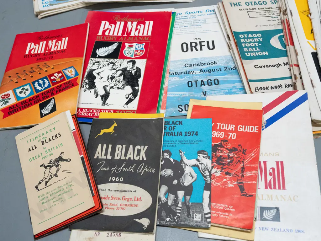 assorted New Zealand rugby programs - 1950s thru 1970s - some rusty staples & foxing, minor damage Image 1++