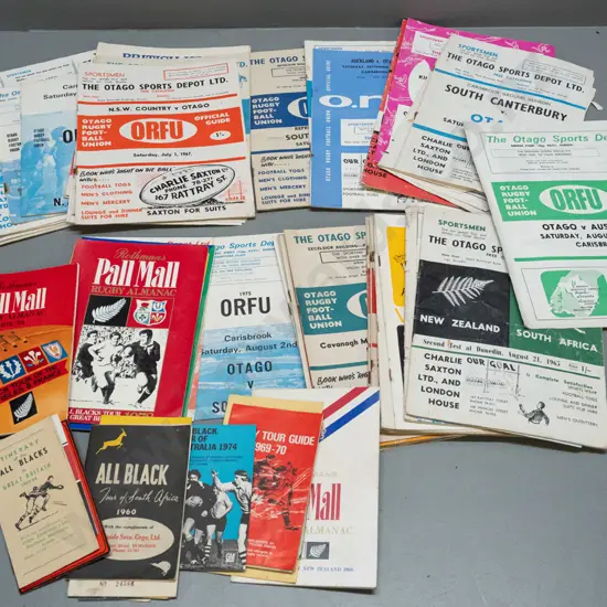 assorted New Zealand rugby programs - 1950s thru 1970s - some rusty staples & foxing, minor damage