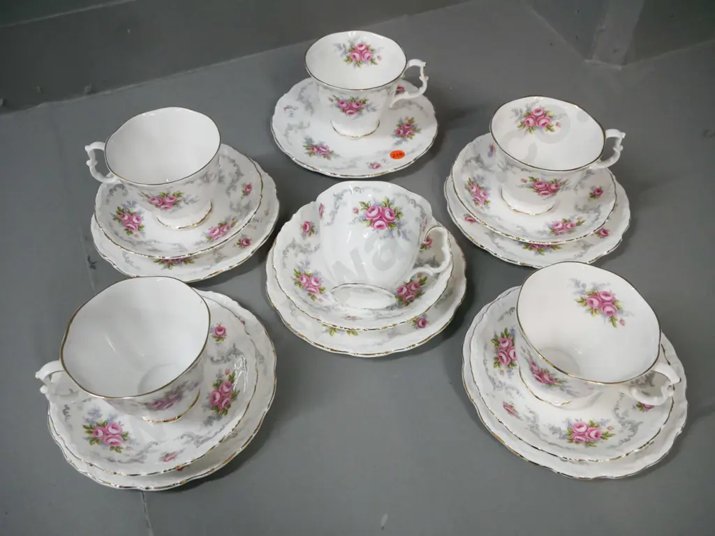 5x Royal Albert 'Tranquillity' pattern trios + spare cup/plate Image 1++