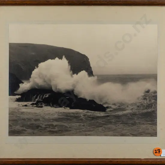 George Chance 1931 -- framed photograph "Lawyers Head Dunedin, Day of Napier Earthquake" H-200 W-250 [light foxing]