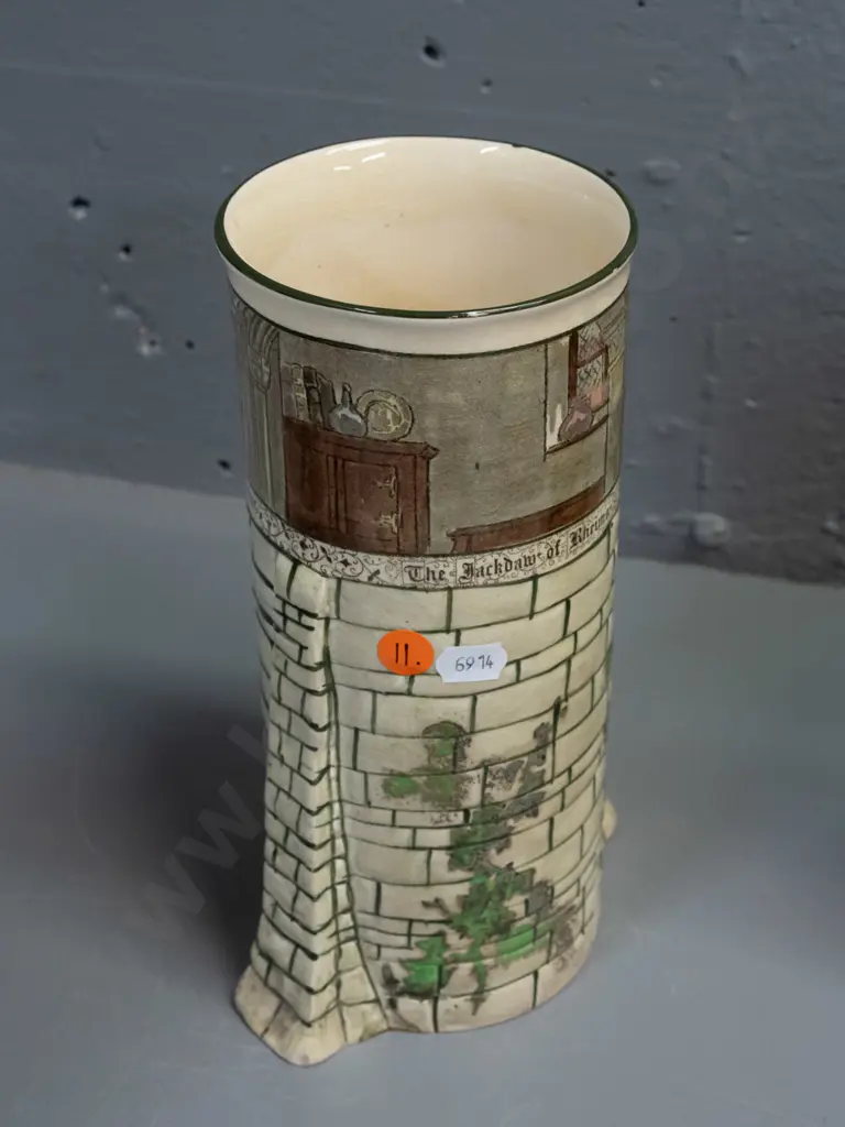vintage Royal Doulton "Jackdaw of Rheims" cylindrical vase H-230 W-140 at base [internal hairline crack not visible from Image 1++