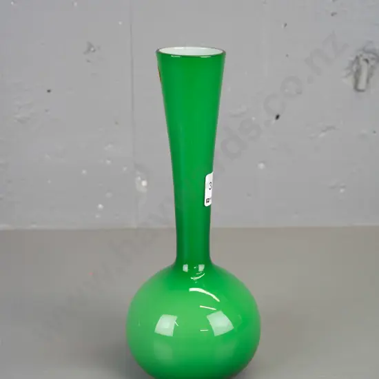 green over white glass bottle vase H-255