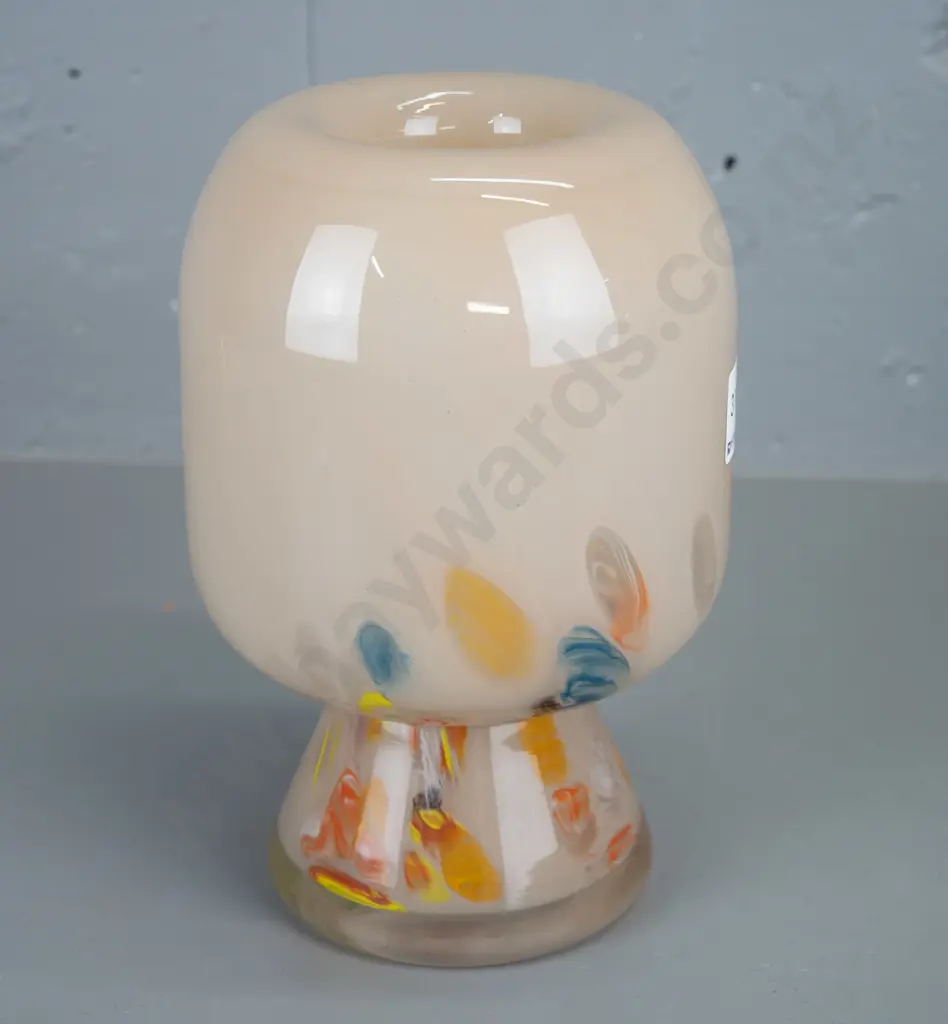 mushroom shaped art glass vase - multicoloured - cream, blue, brown, orange H230 Image 1++