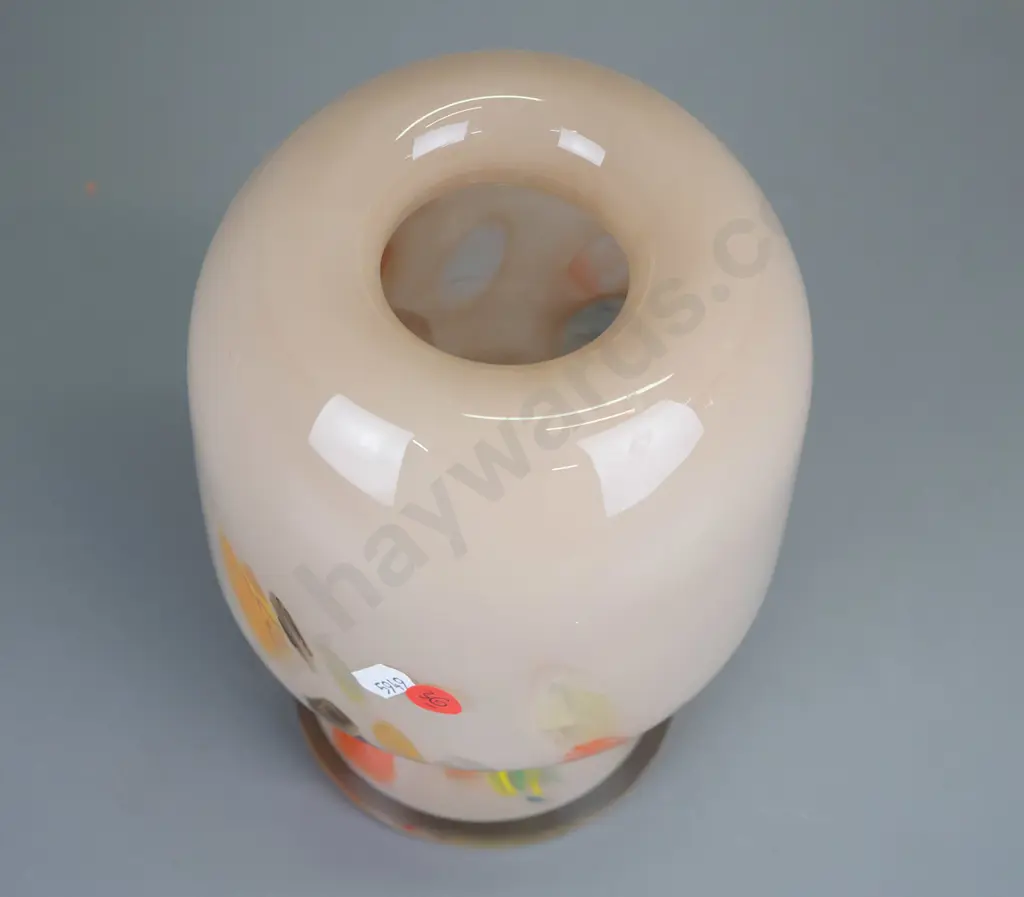 mushroom shaped art glass vase - multicoloured - cream, blue, brown, orange H230 Image 1++