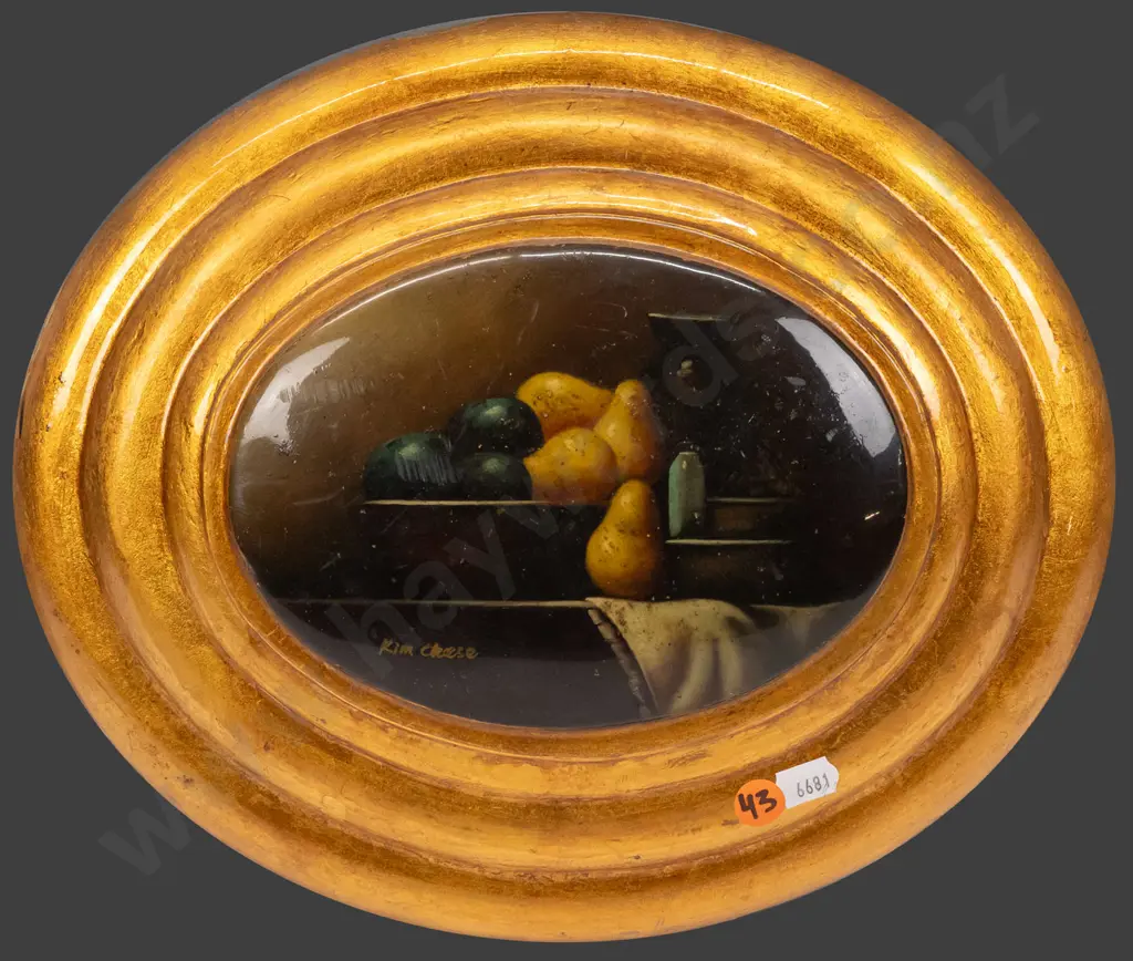 Kim Chase -- painting on board, still life, H-125 W-180 [scratches/dints to surface, paint loss to frame] Image 1++
