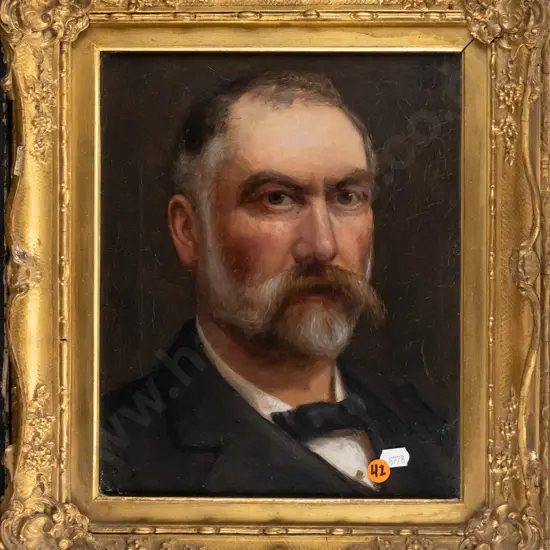 Unknown artist -- framed painting on canvas, portrait of a man, H-270 W-220 [small chips/agewear  to frame,