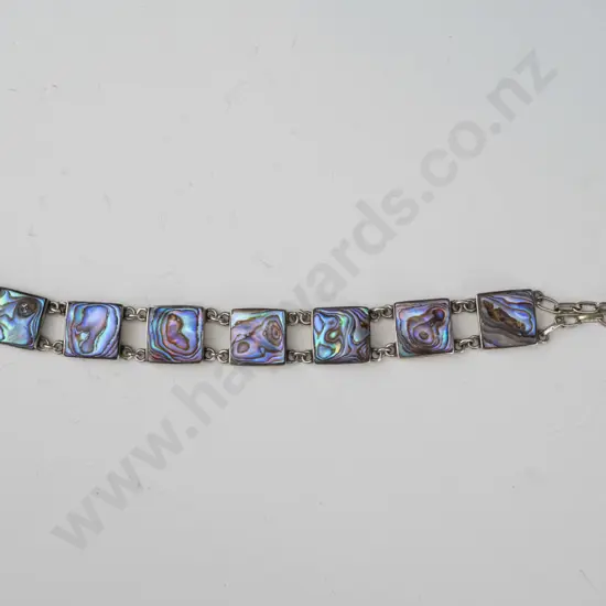silver paua shell bracelet stamped silver