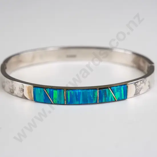 sterling silver plated opal bangle
