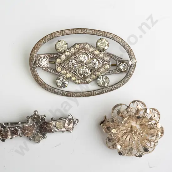 3 costume brooches