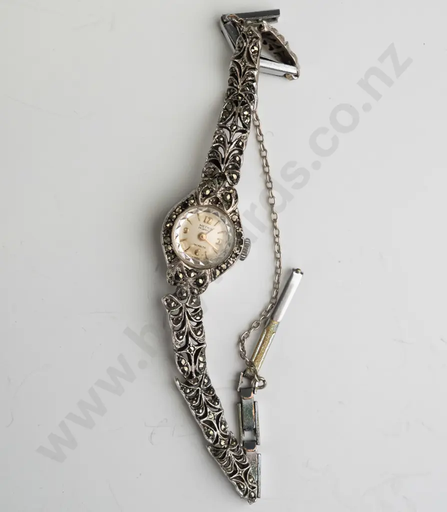 marcasite watch with safety chain Image 1++