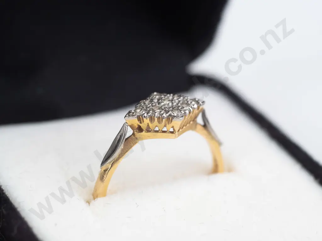 18ct & platinum cluster ring 9 diamonds 2.9gms Image 1++