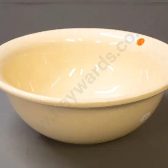 Crown Lynn ivory glaze mixing bowl with tiki mark, slight crazing H-110 D-260