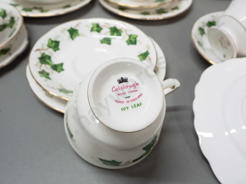 Colclough ivy pattern tea ware - 6 trios & cake plate W-230, with 3 spare plates and 4 saucers Image 1++