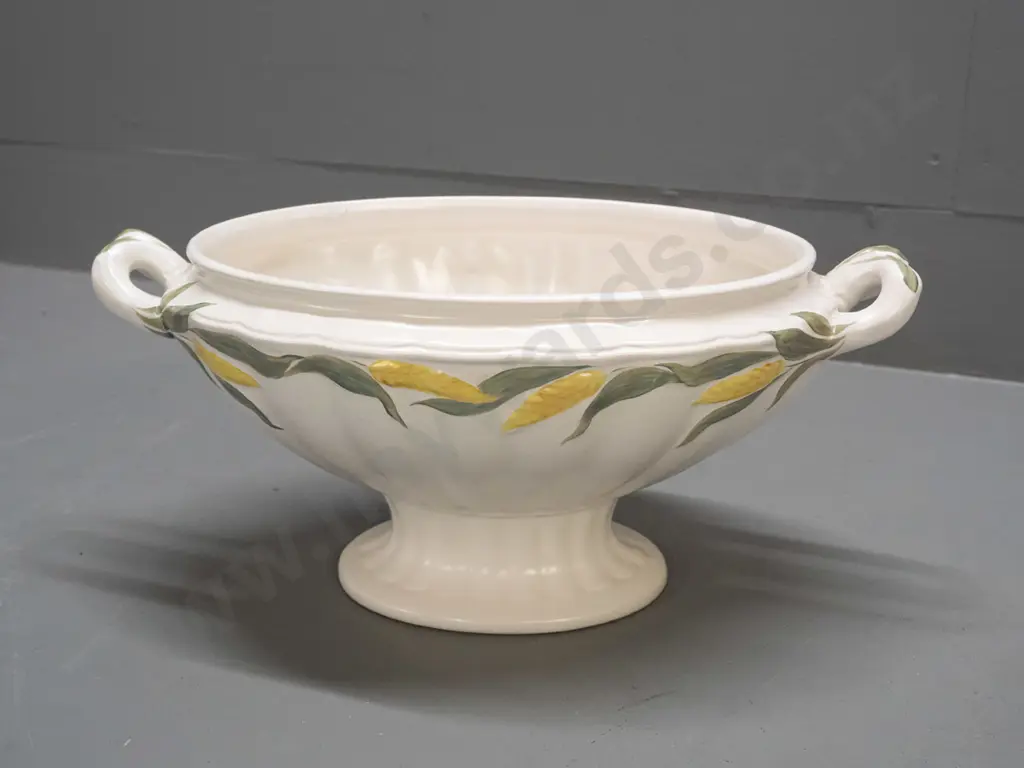 Clarice Cliff Royal Staffordshire "Homeland" wheat motif large handled trough vase - light scratching inside H-160 W-350 Image 1++