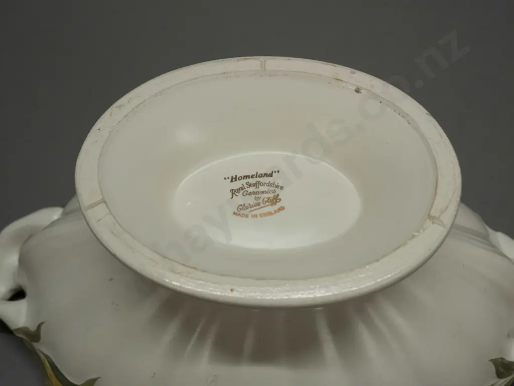 Clarice Cliff Royal Staffordshire "Homeland" wheat motif large handled trough vase - light scratching inside H-160 W-350 Image 1++