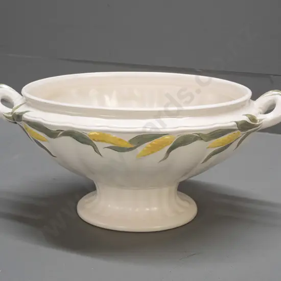 Clarice Cliff Royal Staffordshire "Homeland" wheat motif large handled trough vase - light scratching inside H-160 W-350