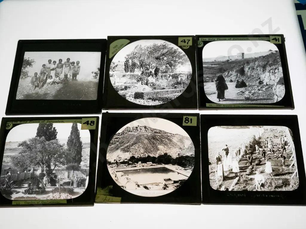 50 vintage glass lantern slides - scenic views, mostly Jerusalem & holy lands, Europe, Asia, etc - varying conditions w/ Image 1++