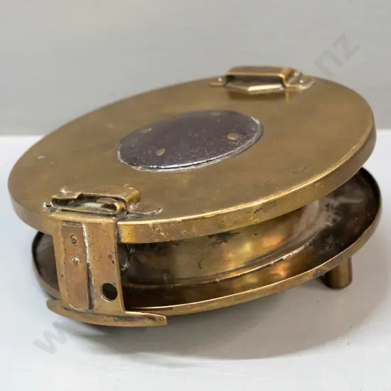 vintage large brass fishing reel marked Burton & Littlejohn Wellington 824 - age wear, knob has been reattached  D-170