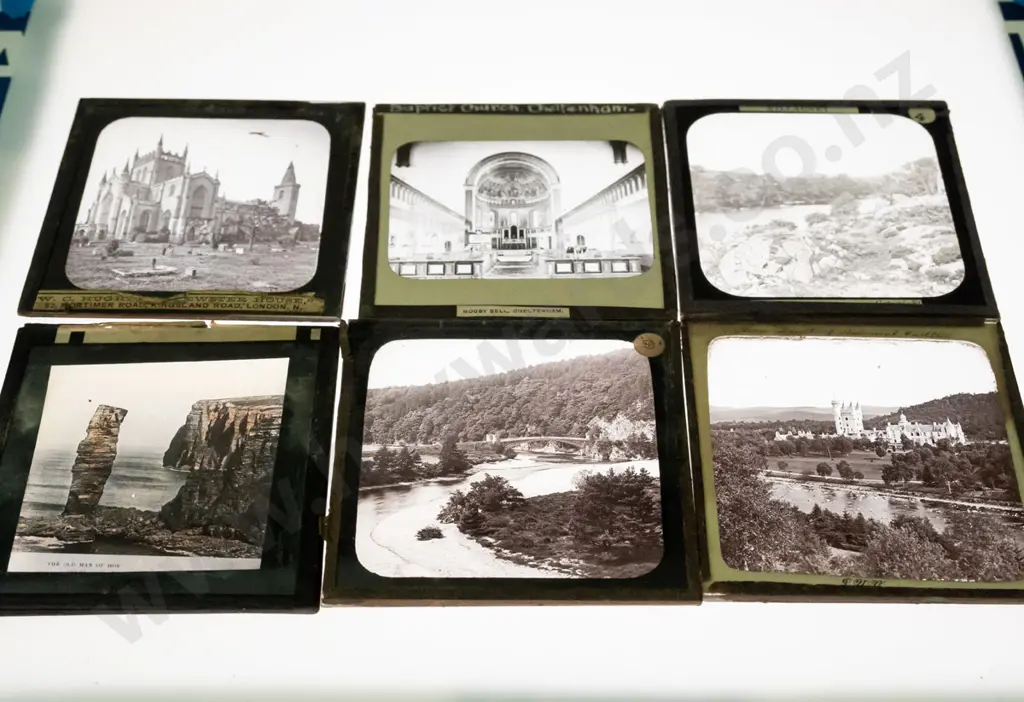 65 vintage glass lantern slides - scenic and city views, mostly Scotland and highlands, some England. Varying conditions Image 1++