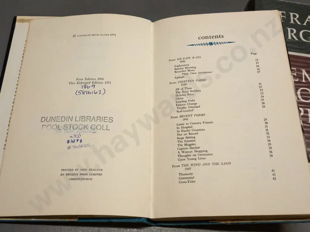 6 NZ literary books - 5 hard cover, Denis Glover, Frank Sargeson, Alan Mulgan, John Mulgan etc - see photos. One is Image 1++