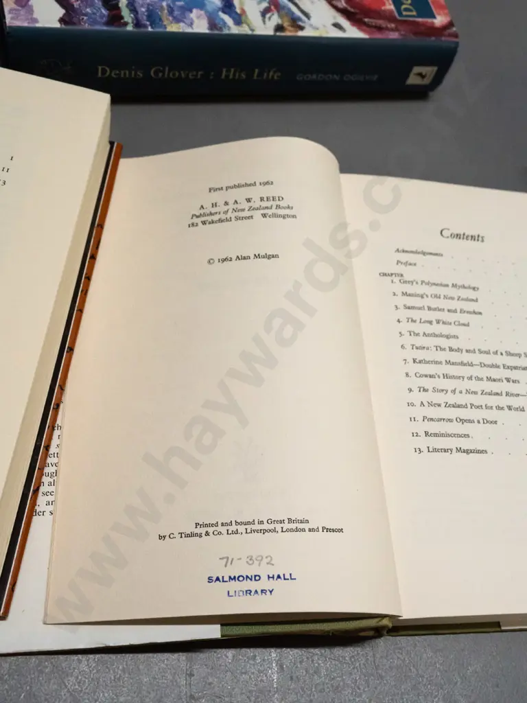 6 NZ literary books - 5 hard cover, Denis Glover, Frank Sargeson, Alan Mulgan, John Mulgan etc - see photos. One is Image 1++