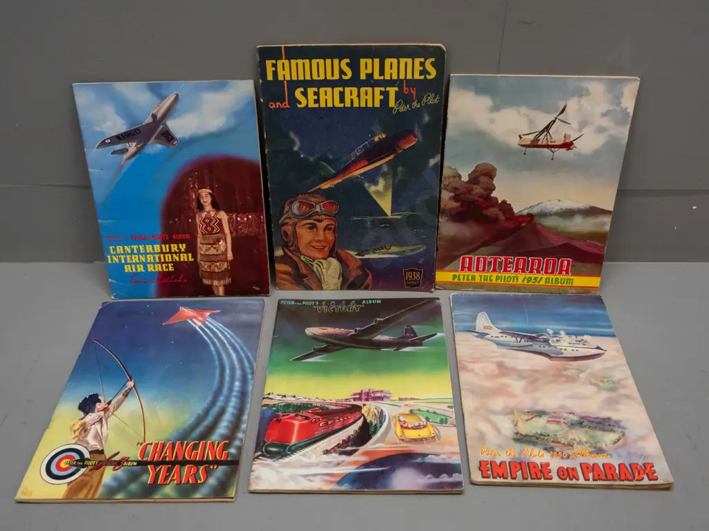 6 1930s, 40s and 50s vintage Peter the Pilot collector card albums -  with collector card contents, may not all be Image 1++