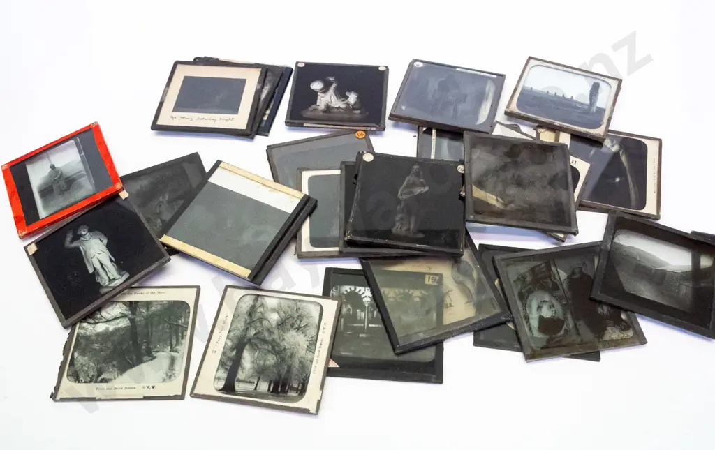 35 vintage glass lantern slides - assorted scenic views, animals, sculpture, royal portraits etc. Varying conditions, w/ Image 1++
